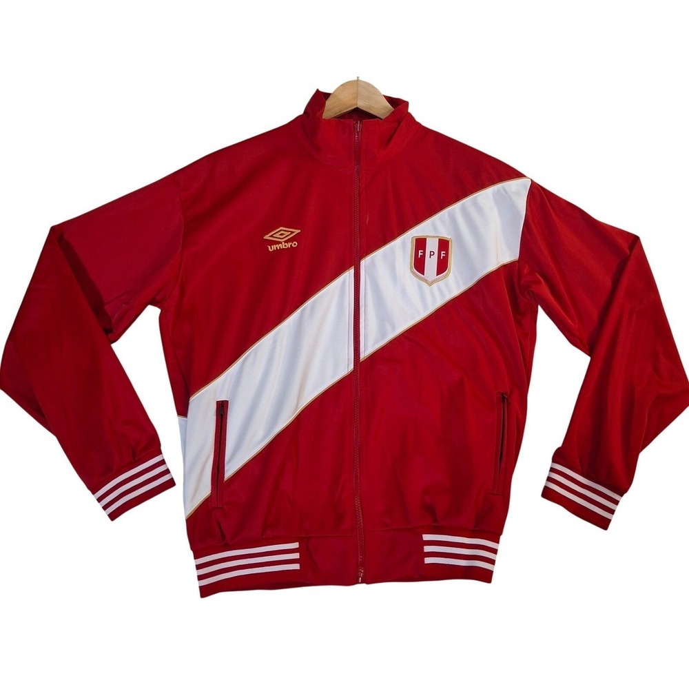 Umbro Peru FPF National Team Track Jacket Red White Mens Large Soccer Z